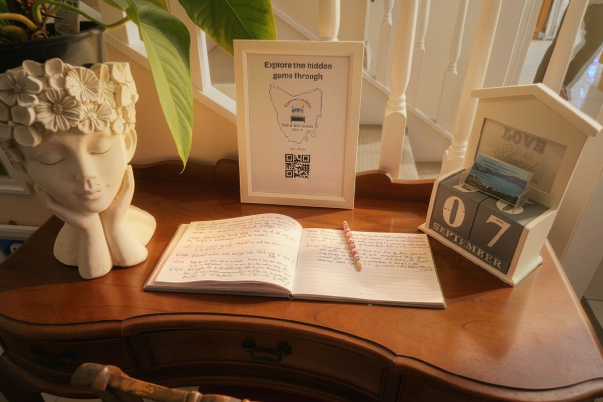 The guest book, open on the hall table — click to read it