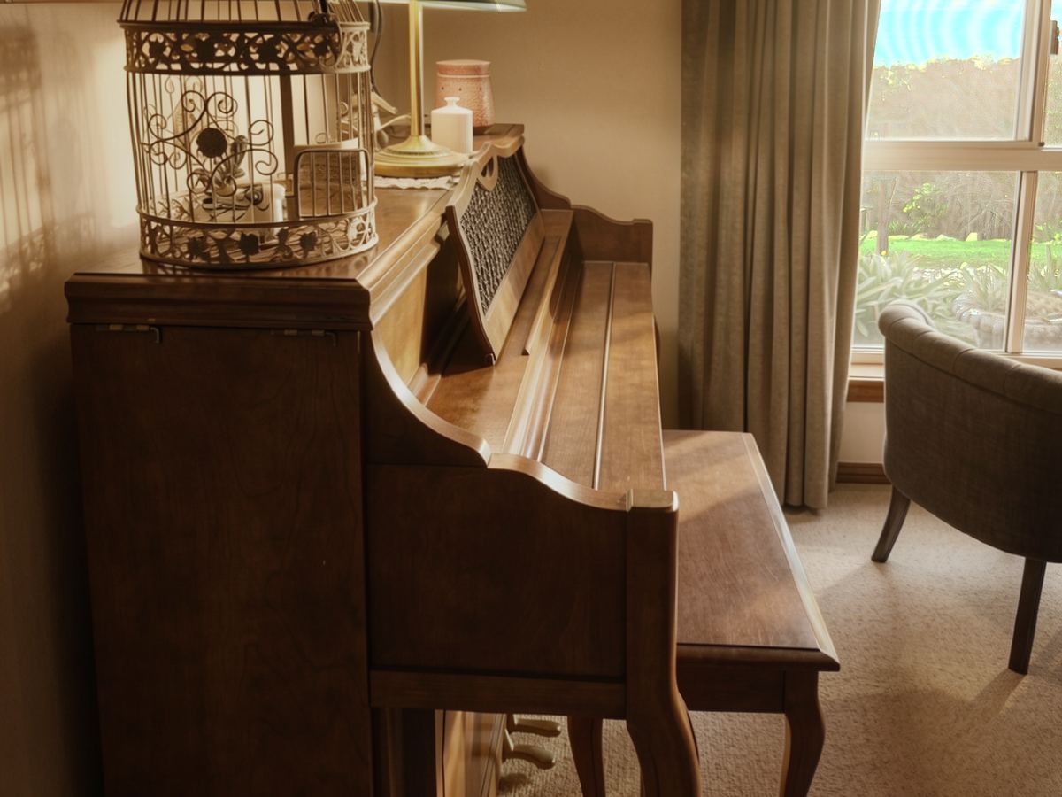 The piano in the sitting room