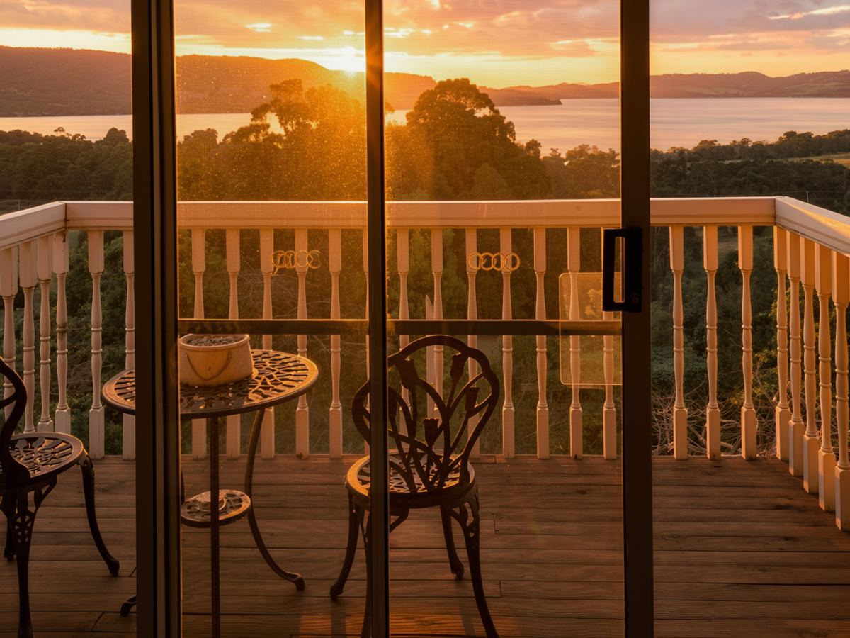 The balcony, facing east