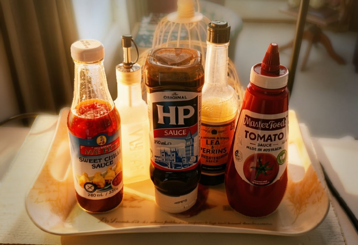 HP sauce on the table