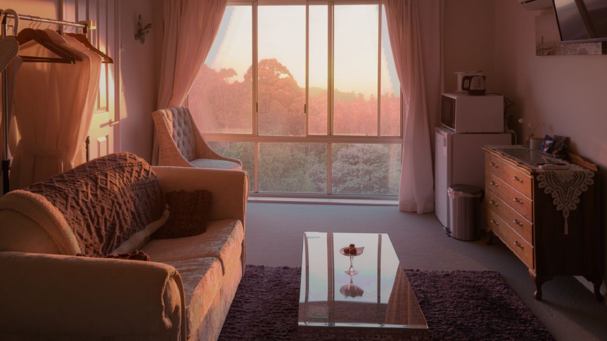 The sitting area by the big window