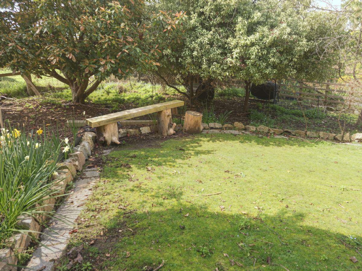 A seat at the edge of the lawn